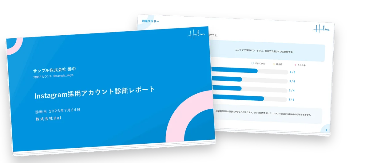 採用Instagram診断レポートの表紙